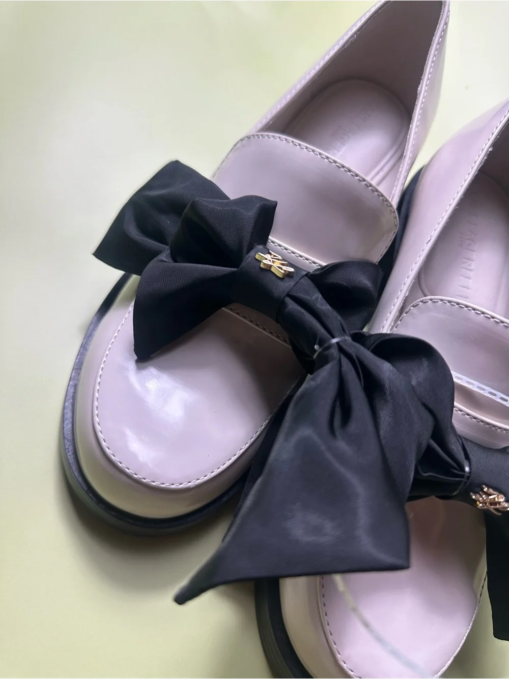 Karl Lagerfeld Cream Patent Loafer with Black Bow - Picture 8 of 12
